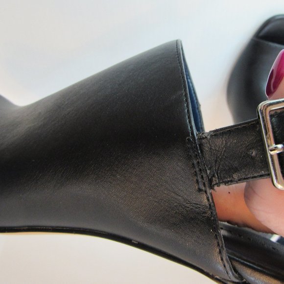 Charles & Keith Black Sling Back Peep Toe Stiletto Heels - Picture 10 of 12